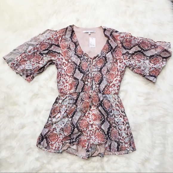 Lovers + Friends Pants - Lovers + Friends Dusty Python Print Romper NWT